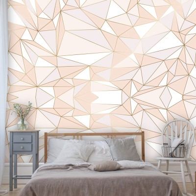 Pastel pink composition, Line Art, Ταπετσαρίες Τοίχου, 100 x 42 εκ.